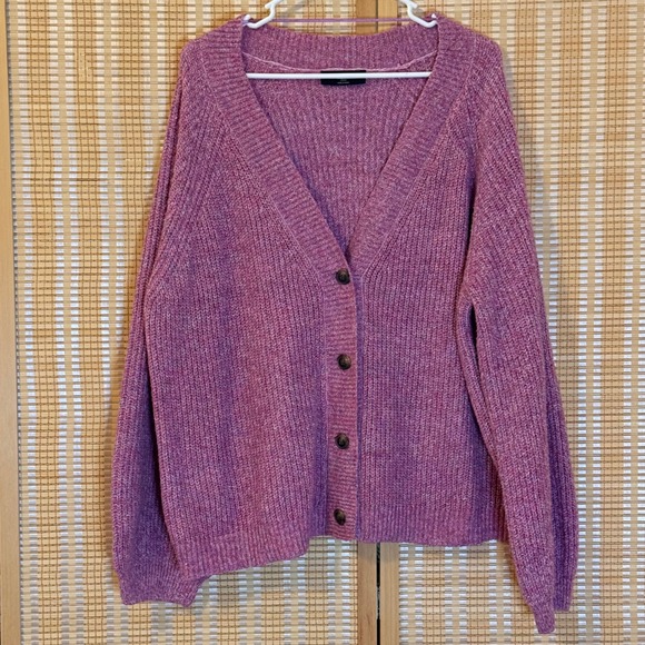 Lane Bryant Sweaters - Lane Bryant Pink Marl Knit V-Neck Button Front Cardigan Sweater Plus Size 22/24